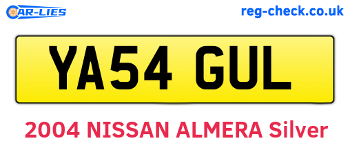 YA54GUL are the vehicle registration plates.