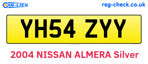 YH54ZYY are the vehicle registration plates.