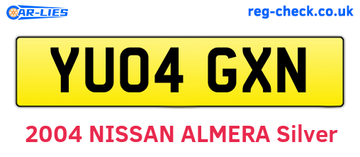 YU04GXN are the vehicle registration plates.