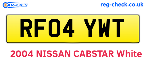 RF04YWT are the vehicle registration plates.