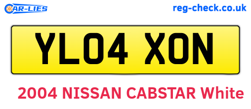 YL04XON are the vehicle registration plates.