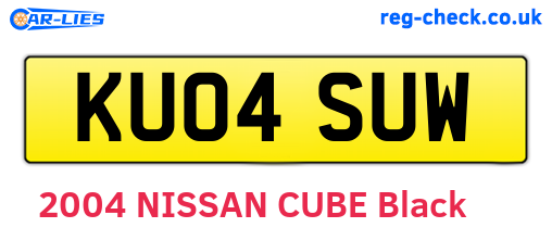 KU04SUW are the vehicle registration plates.