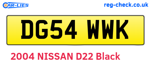 DG54WWK are the vehicle registration plates.