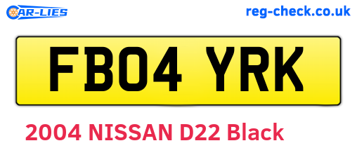 FB04YRK are the vehicle registration plates.