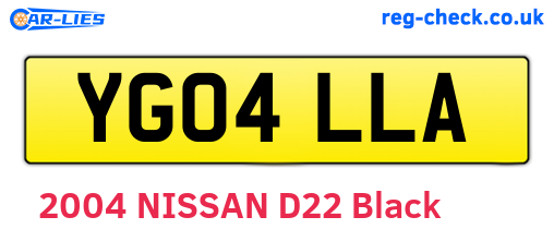 YG04LLA are the vehicle registration plates.