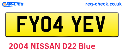 FY04YEV are the vehicle registration plates.