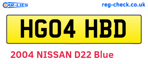 HG04HBD are the vehicle registration plates.