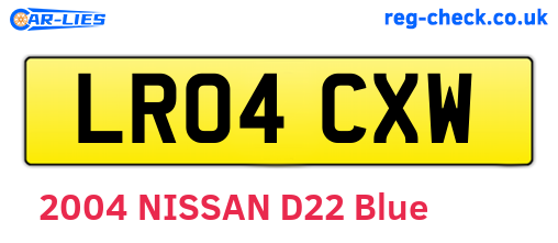 LR04CXW are the vehicle registration plates.