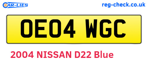 OE04WGC are the vehicle registration plates.