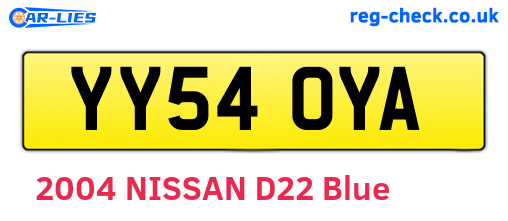 YY54OYA are the vehicle registration plates.