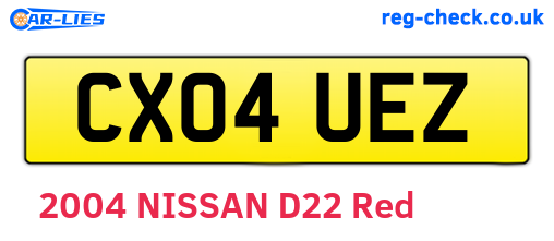 CX04UEZ are the vehicle registration plates.