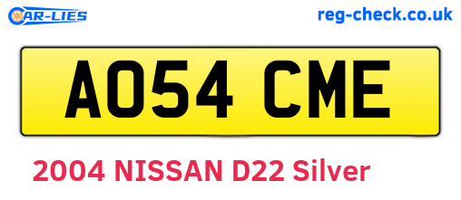 AO54CME are the vehicle registration plates.