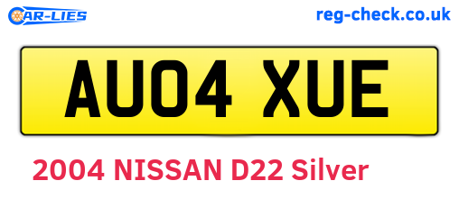 AU04XUE are the vehicle registration plates.