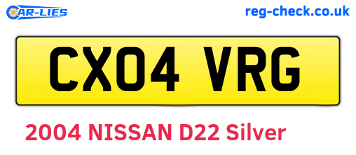 CX04VRG are the vehicle registration plates.
