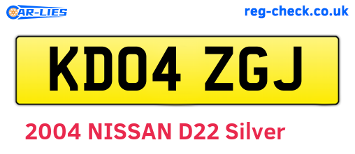 KD04ZGJ are the vehicle registration plates.