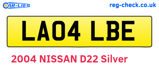 LA04LBE are the vehicle registration plates.