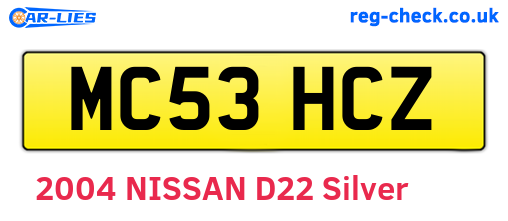 MC53HCZ are the vehicle registration plates.