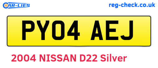 PY04AEJ are the vehicle registration plates.