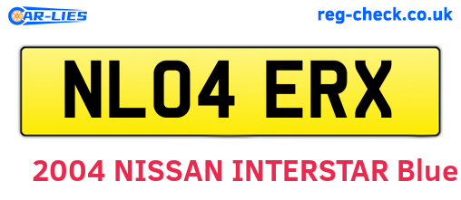 NL04ERX are the vehicle registration plates.