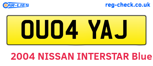 OU04YAJ are the vehicle registration plates.