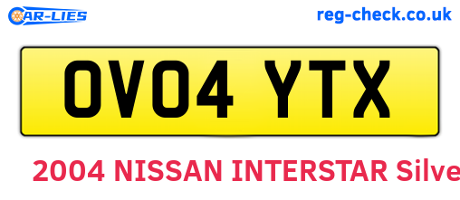 OV04YTX are the vehicle registration plates.