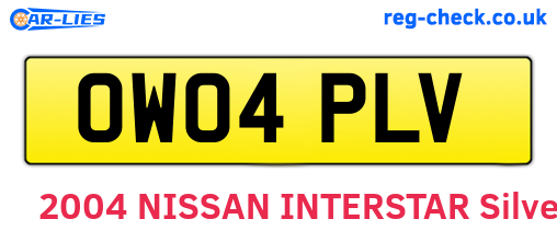 OW04PLV are the vehicle registration plates.