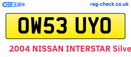 OW53UYO are the vehicle registration plates.