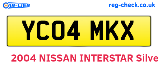 YC04MKX are the vehicle registration plates.