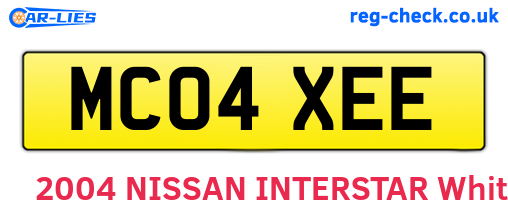 MC04XEE are the vehicle registration plates.