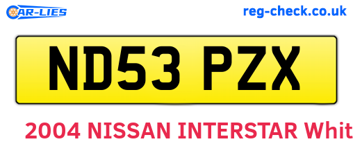 ND53PZX are the vehicle registration plates.
