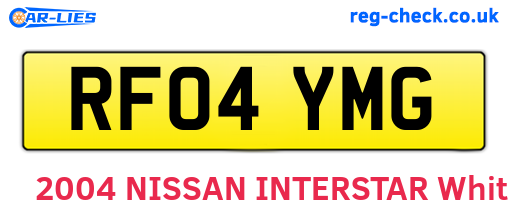 RF04YMG are the vehicle registration plates.