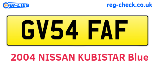 GV54FAF are the vehicle registration plates.