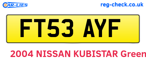 FT53AYF are the vehicle registration plates.
