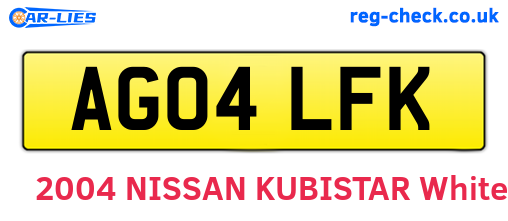 AG04LFK are the vehicle registration plates.