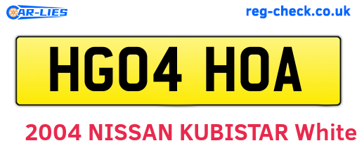 HG04HOA are the vehicle registration plates.