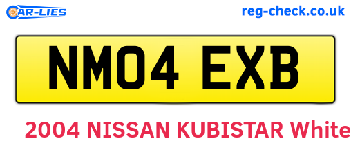 NM04EXB are the vehicle registration plates.