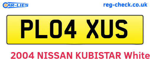 PL04XUS are the vehicle registration plates.