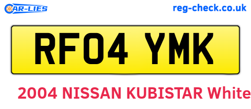 RF04YMK are the vehicle registration plates.