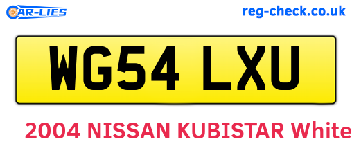 WG54LXU are the vehicle registration plates.