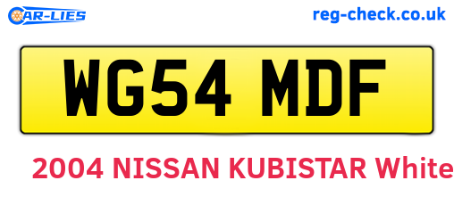 WG54MDF are the vehicle registration plates.