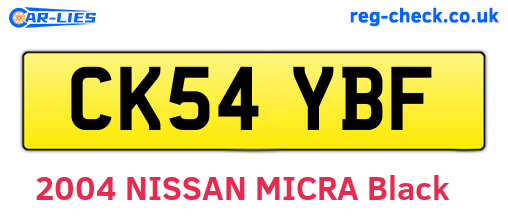 CK54YBF are the vehicle registration plates.