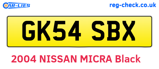 GK54SBX are the vehicle registration plates.