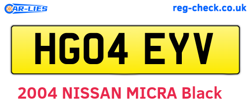HG04EYV are the vehicle registration plates.