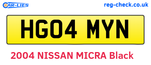 HG04MYN are the vehicle registration plates.