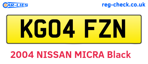 KG04FZN are the vehicle registration plates.