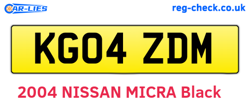 KG04ZDM are the vehicle registration plates.
