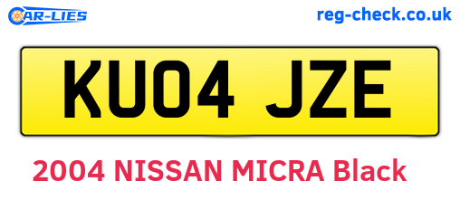 KU04JZE are the vehicle registration plates.