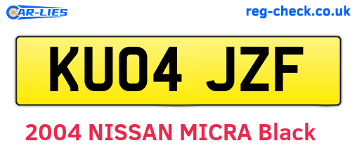 KU04JZF are the vehicle registration plates.