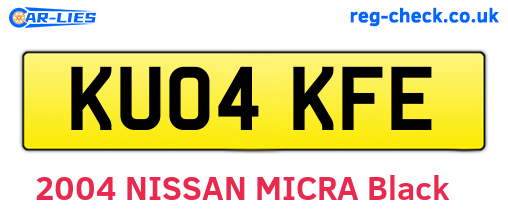 KU04KFE are the vehicle registration plates.