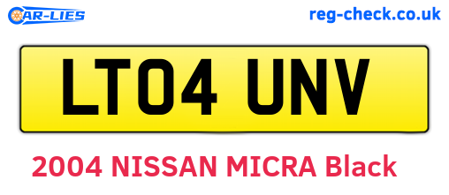 LT04UNV are the vehicle registration plates.